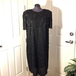 ❤️SZ 18-20 Beautiful formal black silk dress